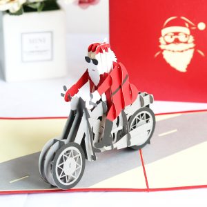 3D Santa Cool Biker Pop Up Card