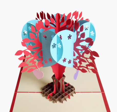 3D Romance Heart Shape Tree Pop Up Card