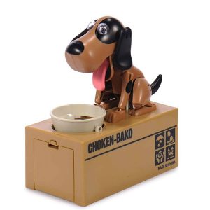 Hungry Dog Coin Eating Money Box Piggy Bank Brown Black